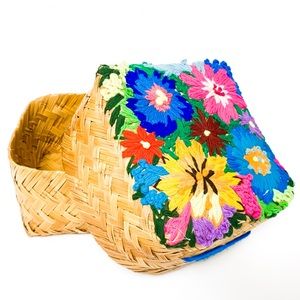 Vintage wicker embroider storage box